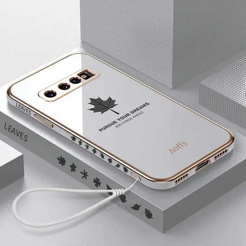 Случаи сотового телефона S 10 20fe Luxury Maple Leaf Lace Case, подходящий для Samsung Galaxy S10 Plus S20 Ultra FE S21 S22 Плоточная силиконовая крышка S10PLU Note10 J240426