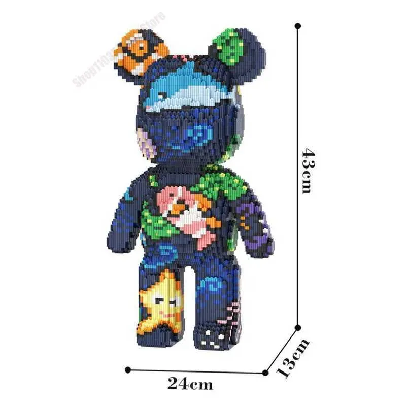 Transformation Toys Robots Cartoon Mini Love Violent Bear Brick Color Modèle avec blocs de construction légers Micro Diamond Bricks Childrens Toy Birthday