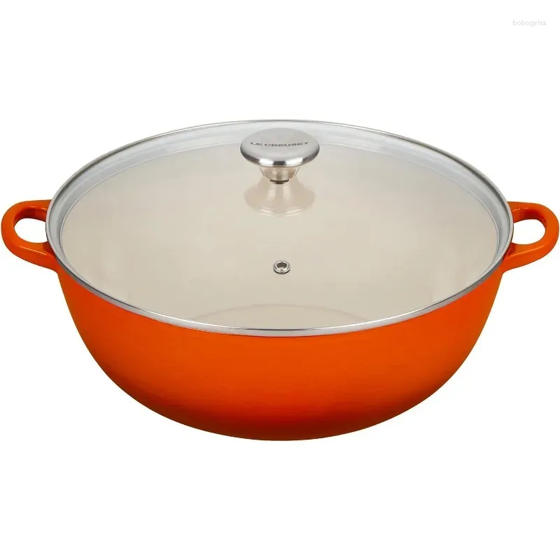 Set di pentole set forno in ghisa smaltata con coperchio in vetro 7.5 Qt.Fiamma