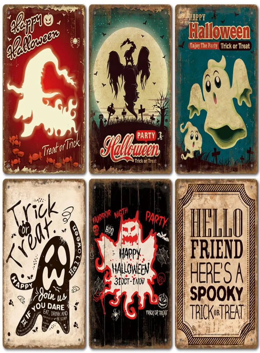 new Halloween retro tin painting background wall frameless decorative painting Living Room Home decor 20X30cm3801584