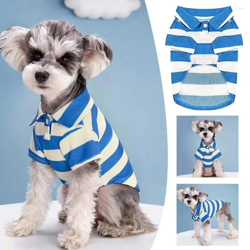 Psie odzież Pet Zapasy kota i ubrania DWA -NOCKA Kobieta Krótka Bomei Teddy Sleeve Stripe Lapel U0H6