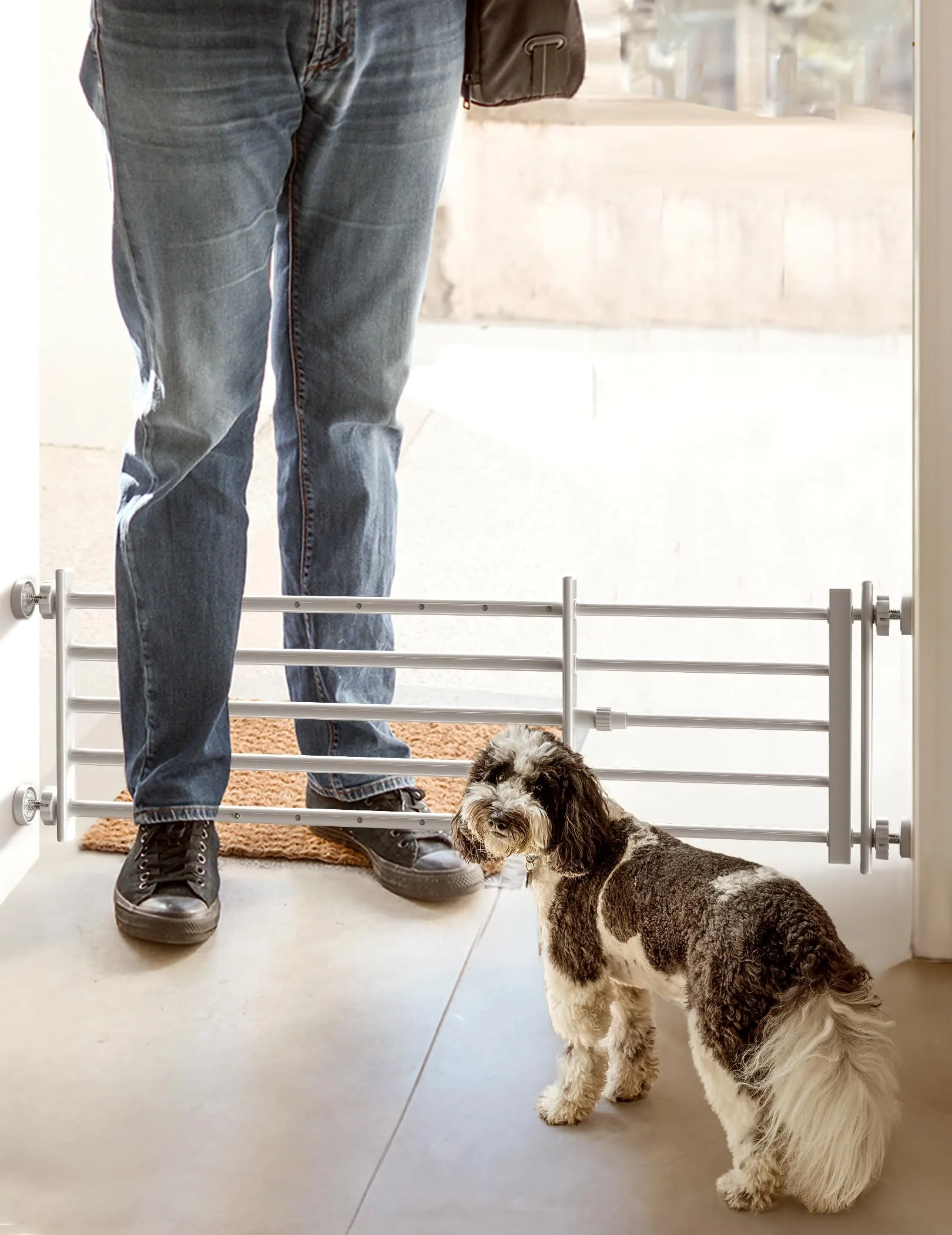 Pressure Mounted Heavy Duty Indoor Dog Gate No Pawblems Short Dog