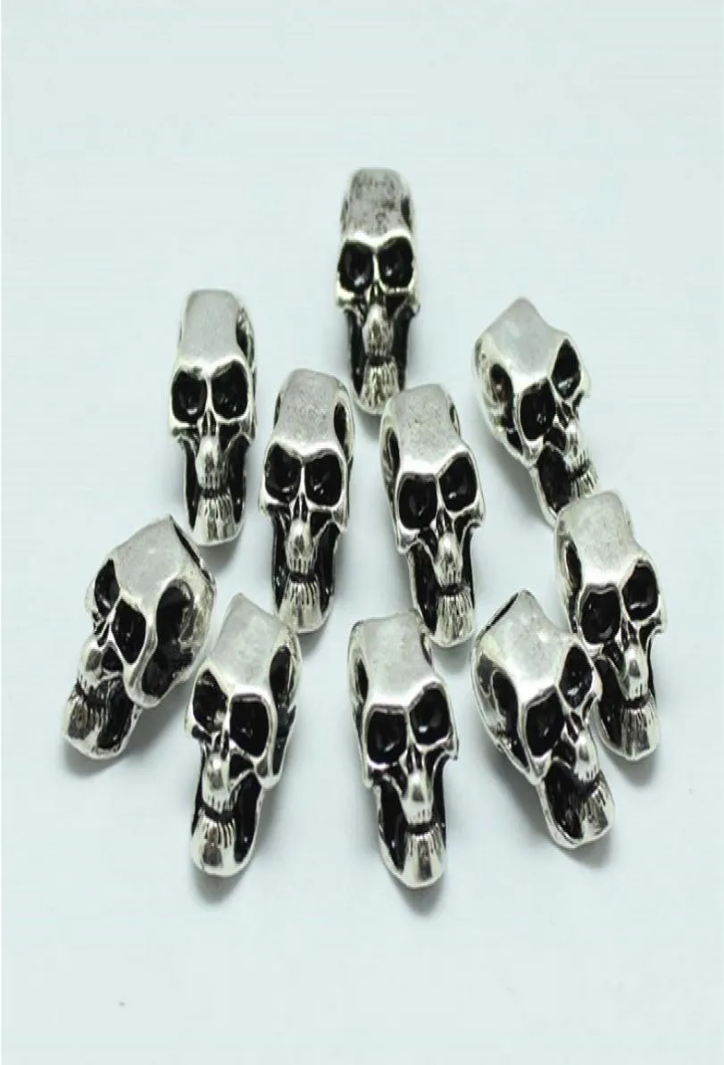 100pcslot Evil Skull Heads Skeletton Zinc liga Big Hole Charm Beds Fit Fit Chain Bracelet Paracord Accessorie2897276