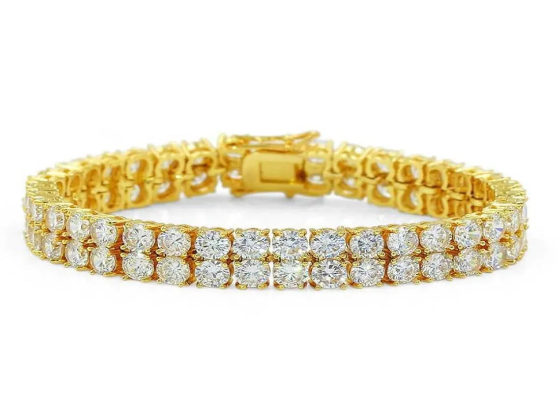 2018 18K Gold Plated Men Charm Symulowane diamenty Miami Bracelets Cuban Bracelets Out Bling Rhinestone łańcuchy Hip Hop biżuterii Męskie Jewer9507017