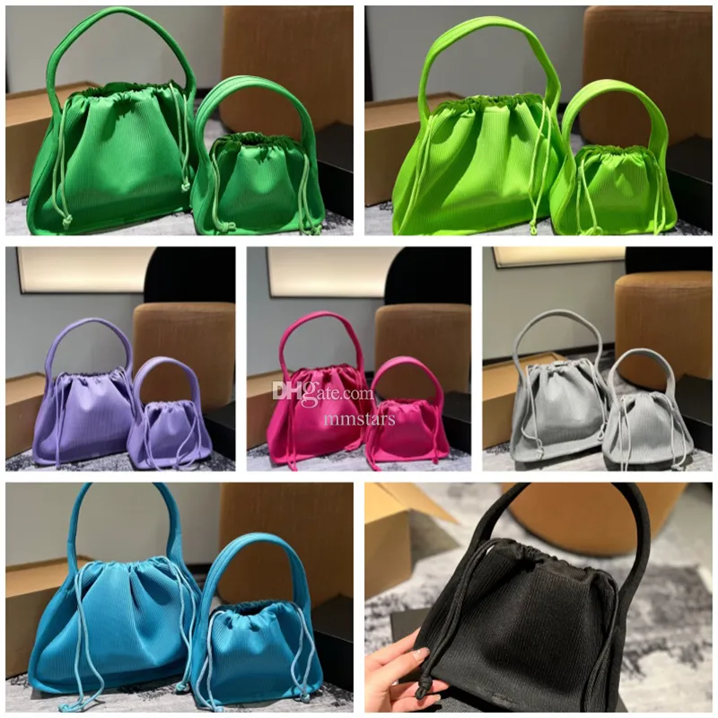 Ryan Small Bag Rippit Strick Frauen Neon gelbe Staubbag Designer strukturierter Schultergurt Geldbeutel Logo Rippen Nylon Handtasche