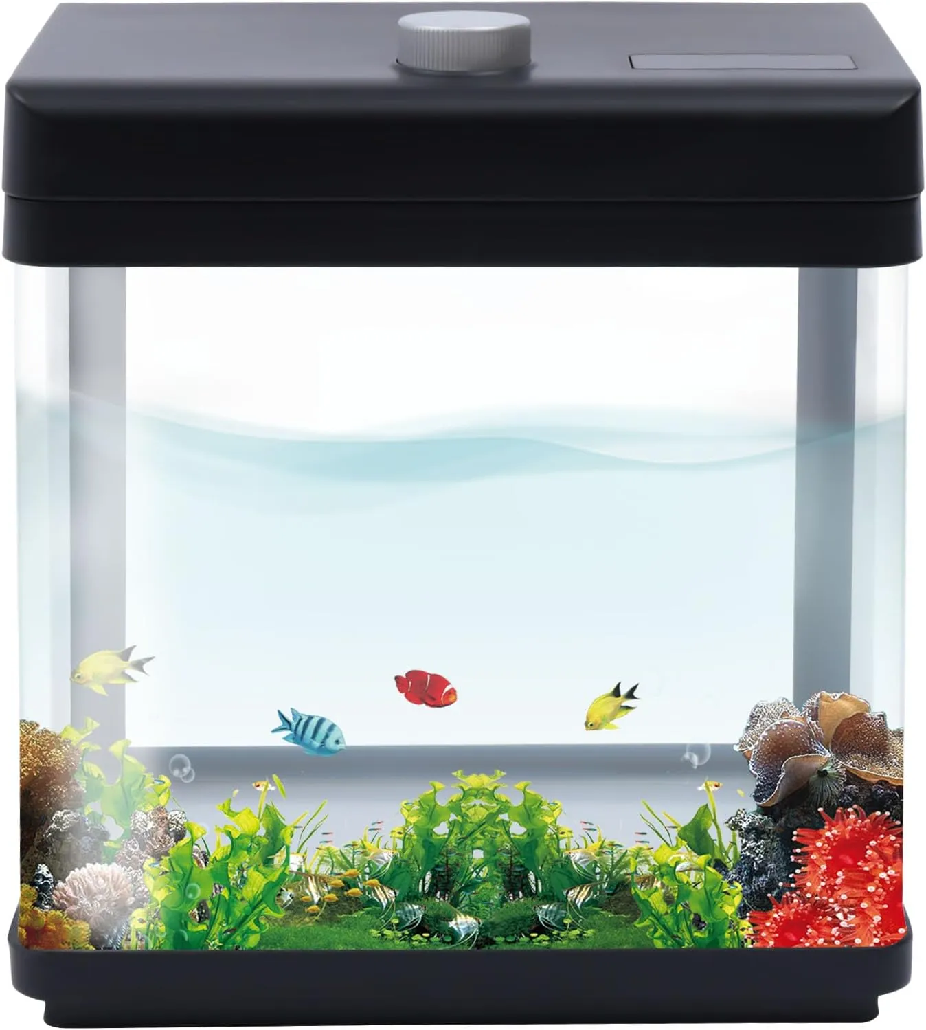 Compact 1.5 Gallon Desktop Aquarium Kit with Silent Pump & LED Lighting ...