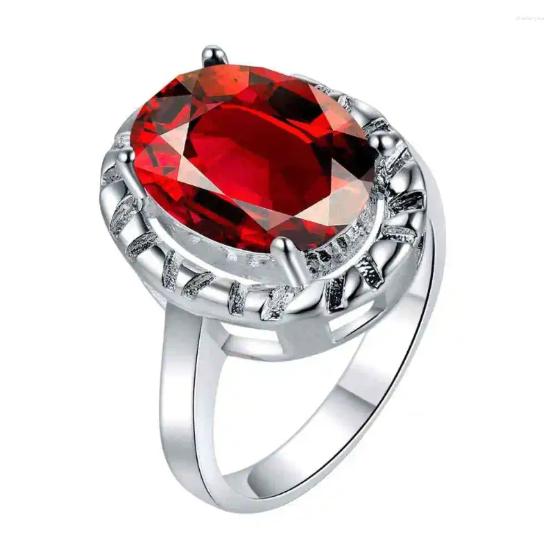 Cluster anneaux mode Red Zircon Wholesale 925 bijoux anneau plaqué en argent pour femmes / hnomfgze yxyaacmh