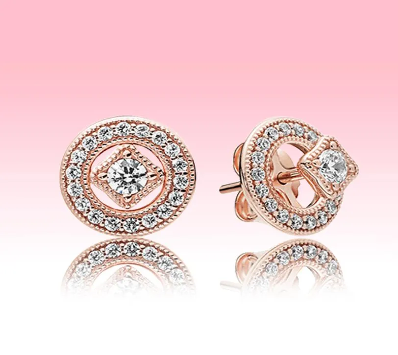 Designer di lusso Orecchini da donna in oro rosa in oro rosa CZ Diamond Vintage Circle Sturing con scatola originale per vera orecchie d'argento2345578