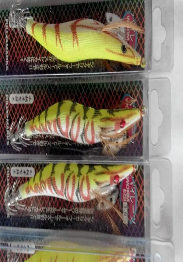 الخشب الروبيان إغراء الحبار هوت Squid Jig مع تعبئة صندوق Mix Colours8459976