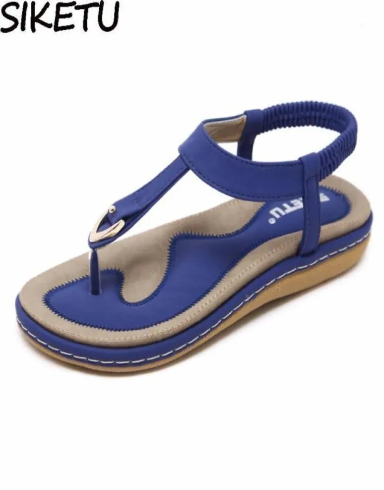 Siketu Summer Buty Kobiety Czehemia etniczne klapki Soft Flat Sandals Kobieta swobodne wygodne sandały klinowe plus size 354516878018