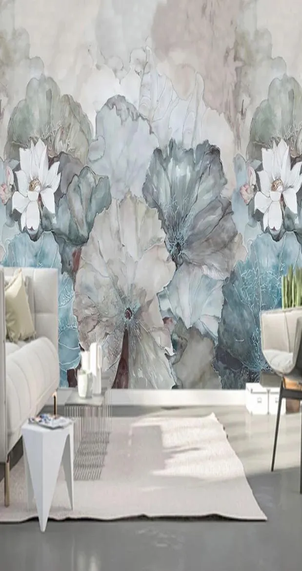 Benutzerdefinierte 3d Wandgemälde Tapete chinesische Art handgemalte Lotus Dekoration Wohnzimmer Esszimmer Schlafzimmer Blume 5823130