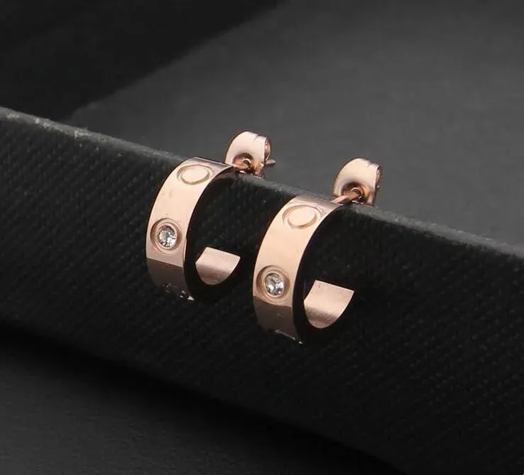 Designer earrings jewelry earrings titanium steel 18K rose gold fashion earrings female exquisite simple fashion C diamond ladies earrings jewelry gift