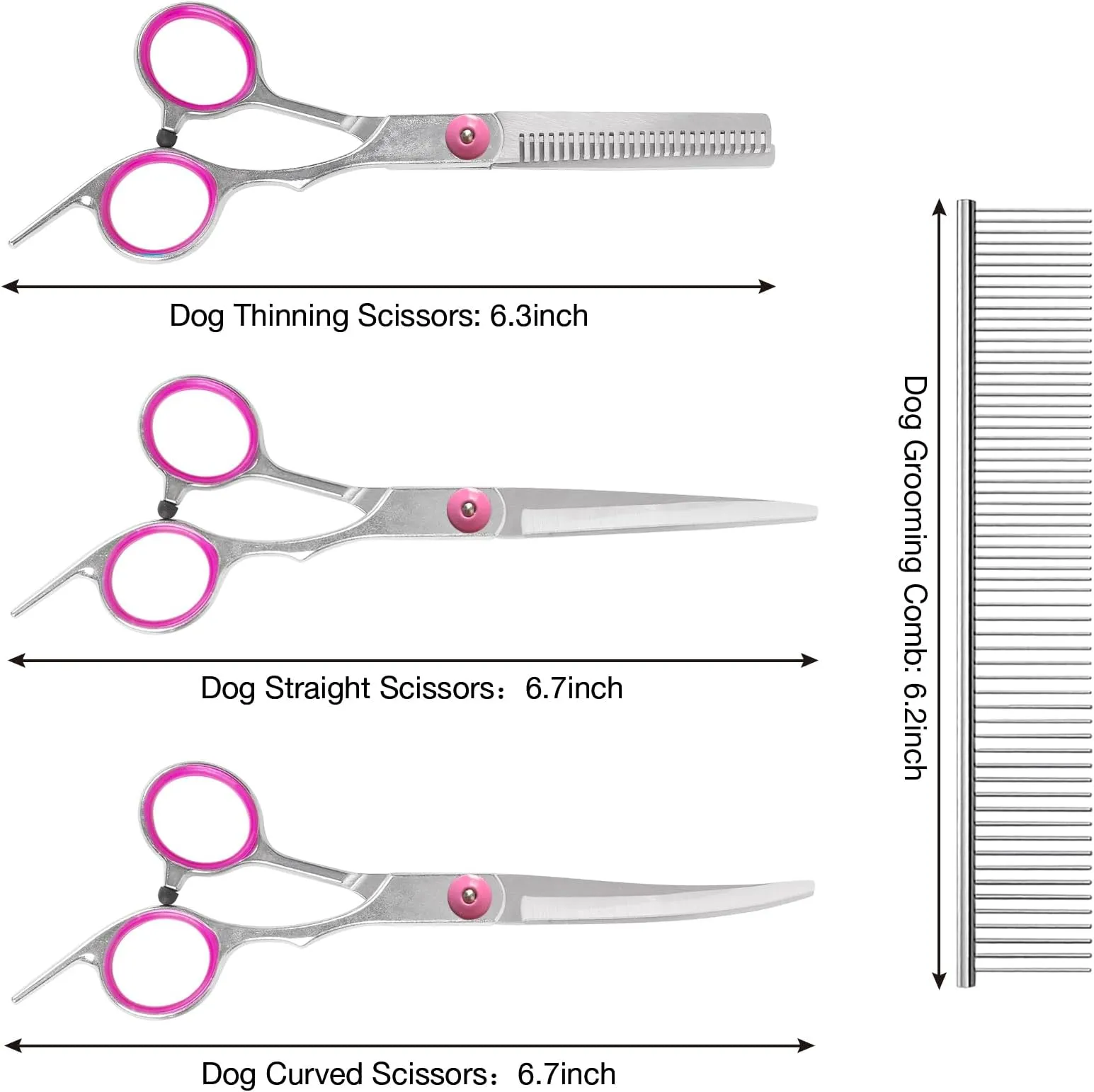 5-in-1 Dog Grooming Scissors Kit With Safety Round Tips - Professional 4CR Stainless Steel Shears For Dogs & Cats, Includes Straight, Curved, Thinning & Comb