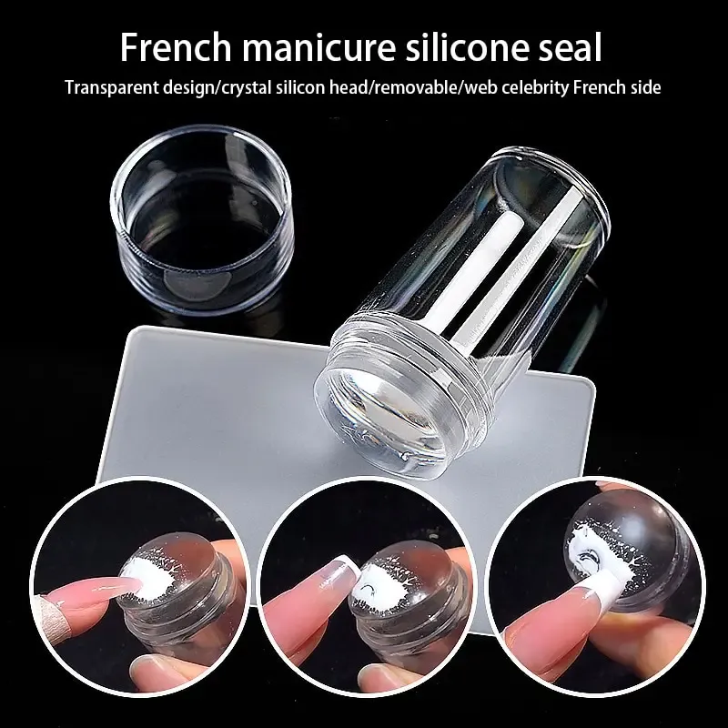 Art Silicone Fingertip Printing French Nail Seal Transparent Jelly Mall Artistic Mönster DIY Scraper Accessories Tool Set