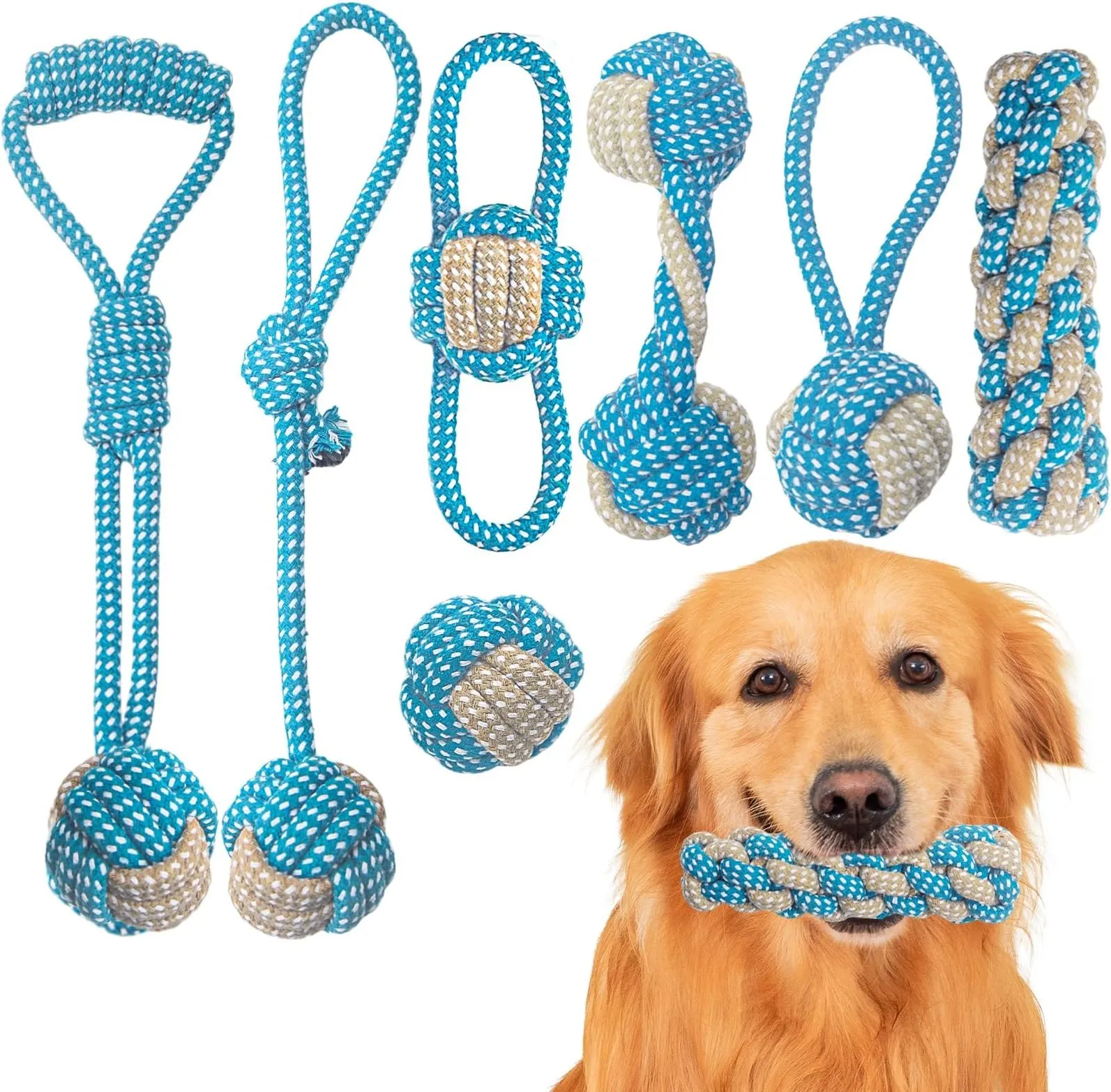 7-Piece Dog Rope Toy Set: Small Puppy Teething Toys for Play Training!  Keep Boredom Away! Shop Now!