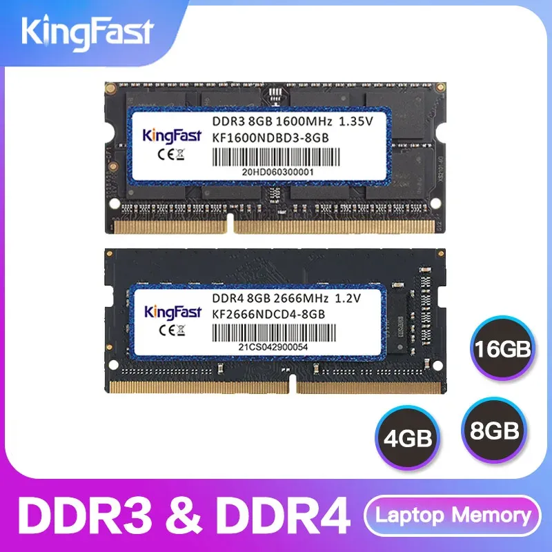 Rams Kingfast DDR3 DDR4 4GB 8GB 16 GB Memoria per laptop RAM 1600 2400 2666 3200 DDR3L 204PIN 260PIN SODIMM Notebook Memoria