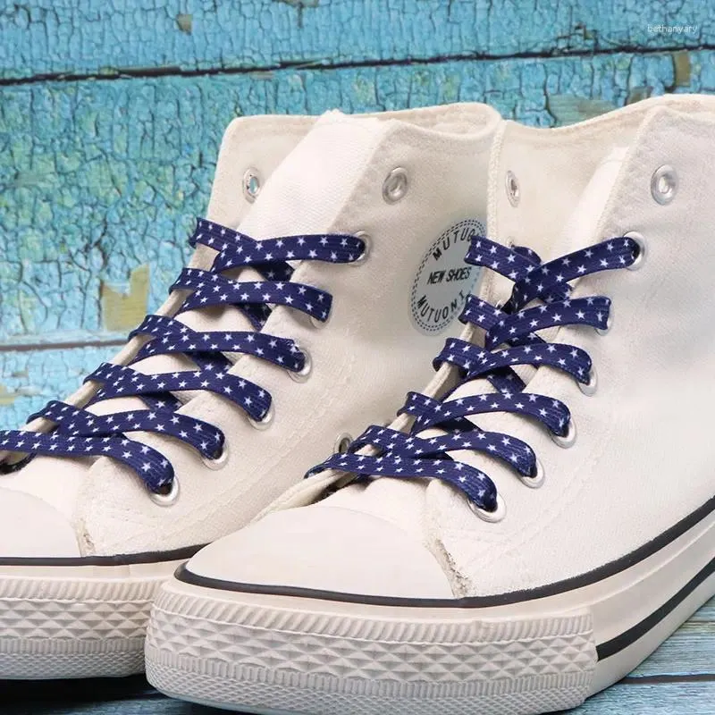 Części butów Trend Coolstring Personalność przenoszenie ciepła Skola sublimowana niebieska biała gwiazda sznurówki butowe do sneaker Flatlace