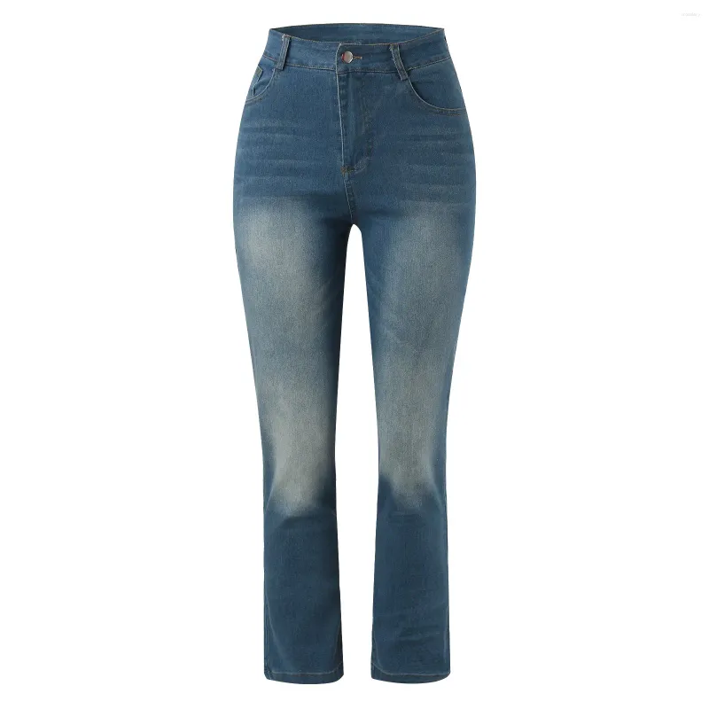 Женские джинсы уличная одежда женщин 2024 Классические джинсовые брюки с высокой талией Flare Long Pant Vintage прямо на открытом воздухе