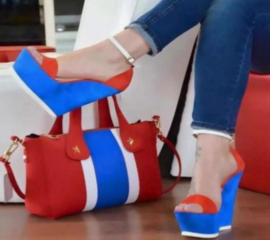 15cm Luxury Women Shoes Red Blue High Heel Plataforma Sandálias de Designer 2018 Tamanho 35 a 404300980