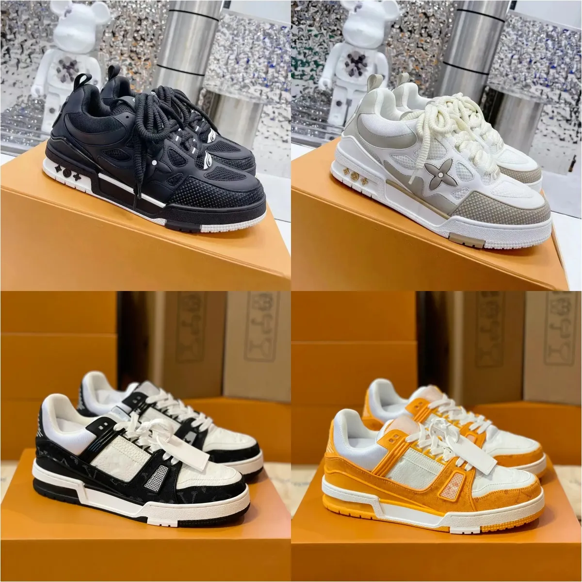 2024 Custom Fashion Classic Luxury Mens Women Rrote Lovers Lovers White Trainer Designer Sneakers Печать с зеленым красным черным белым белым белым белым цветом 36-45