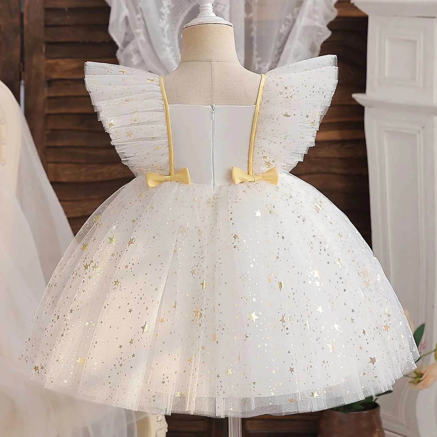 Girl's Dresses Fancy 12M Baby Sequin Tutu Gown Girl Sequin Bow 1st Birthday Princess Dress Flower Girl Costume for Wedding Party Clothes