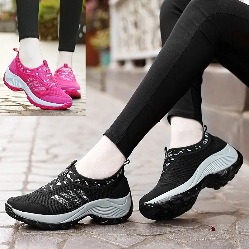 Boots dames plate-forme cale baskets pour femmes chaussures de tennis chaussures respirant en maille d'extérieur se glisse sur des chaussures vulcanisées zapatos mujer