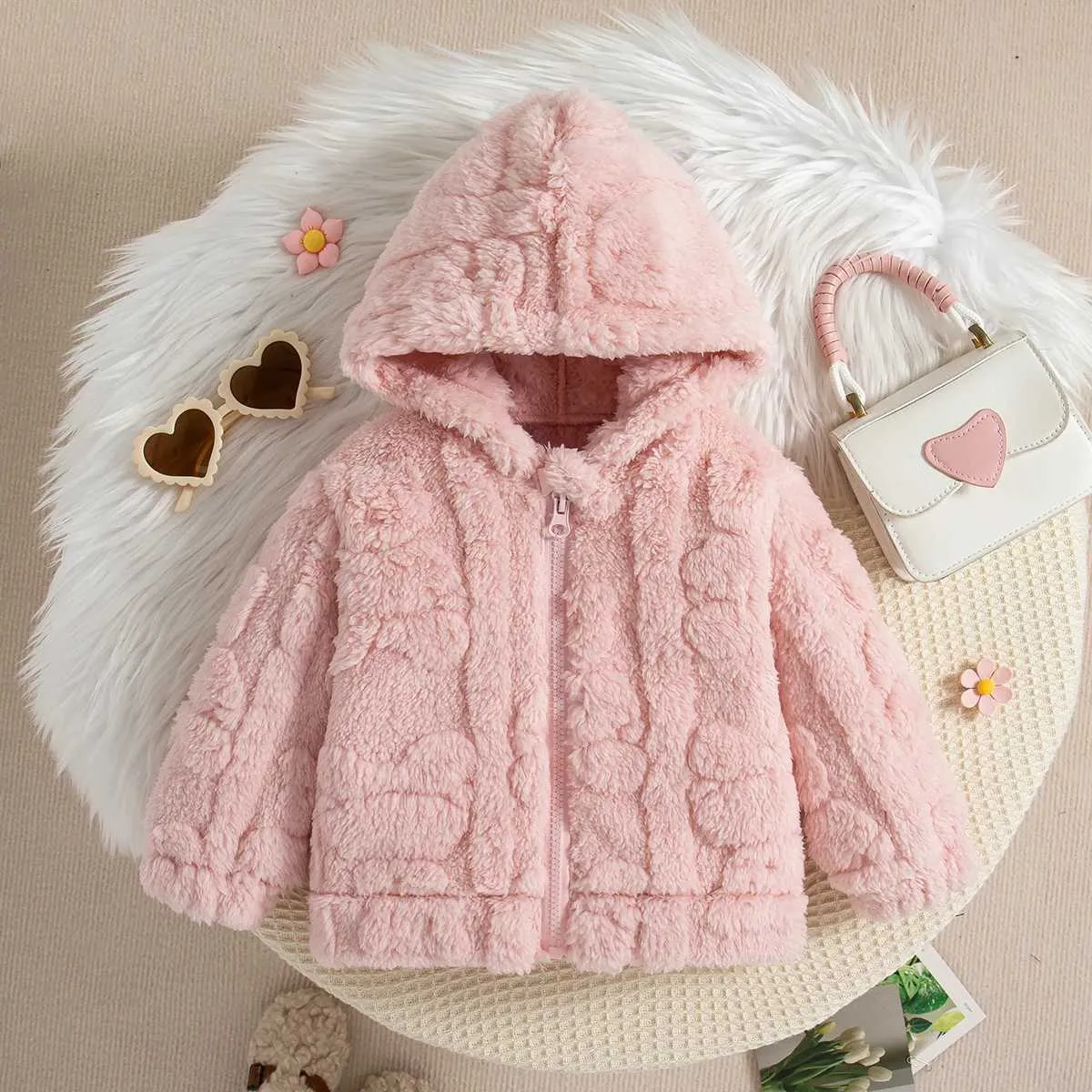 Cute Baby Girl Coat: Winter Solid Color Fur Jacket Warm