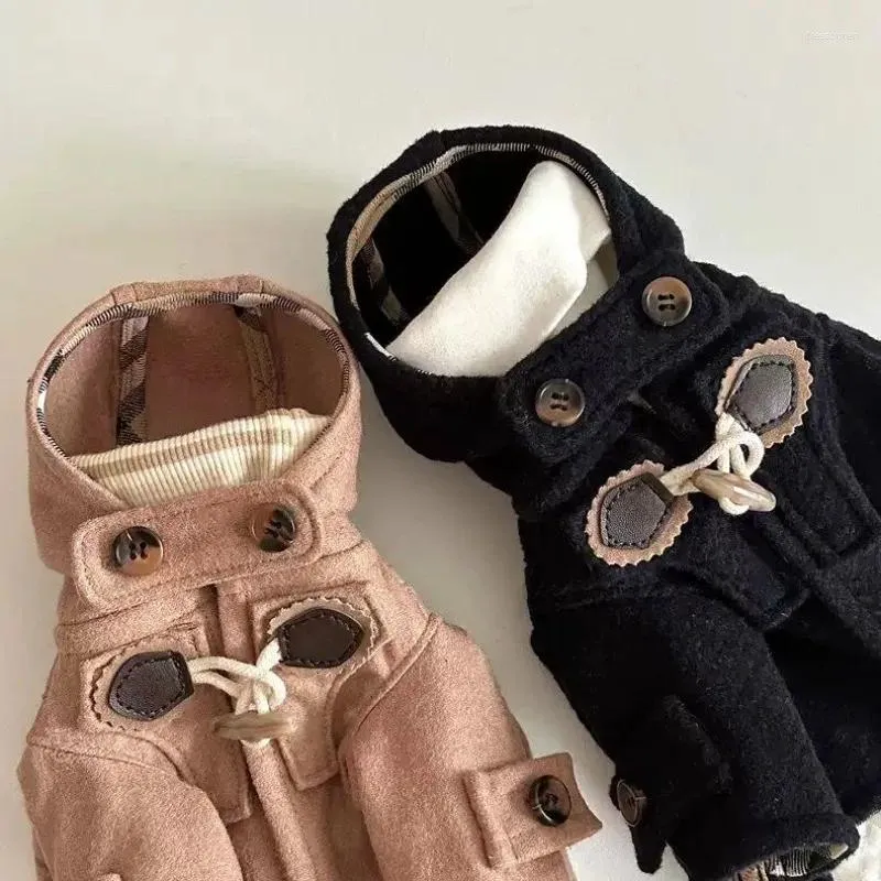 Dog Apparel Retro Horn Toggle Button Jacket Small Clothes Fashion Hooded Coat Dogs Clothing Cat Comfortable Thick Warm Winter Pet Items