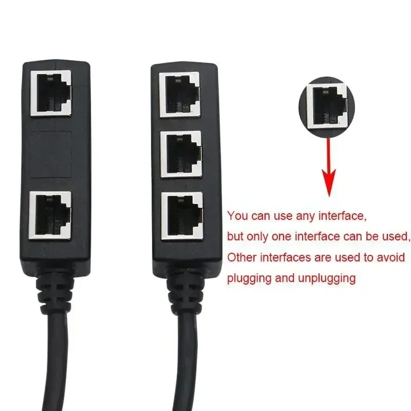 RJ45 Ethernet Splitter Cable 1 Male To 3 Female Cat5 Cat6 Network ...