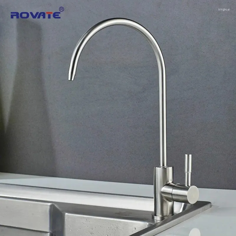 Kitchen Faucets ROVATE Water Filter Faucet Drinking Fits Most Reverse Osmosis Units Or Filtration System (Brushed)