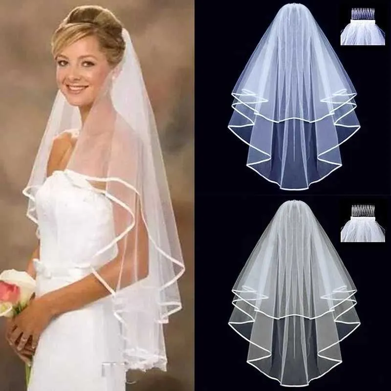 Gioielli i capelli di sposa velo da sposa a due strato velo da sposa da 75 cm a avorio bianco la sposa i matrimoni accessori matrimoni