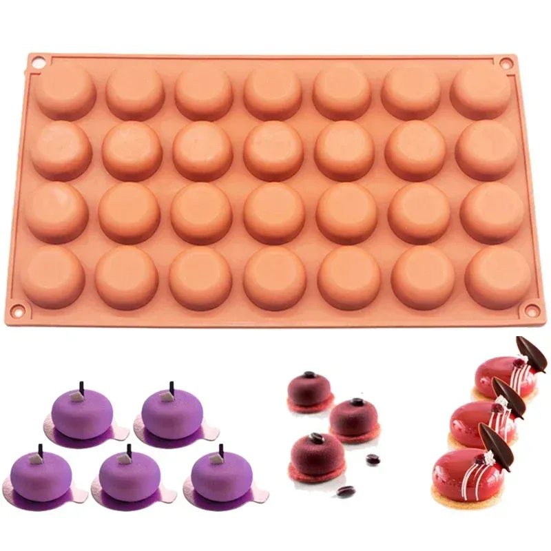 Moldes 28 cavidade oblato redondo forma de silicone bolo de mousse ferramentas de pastelaria