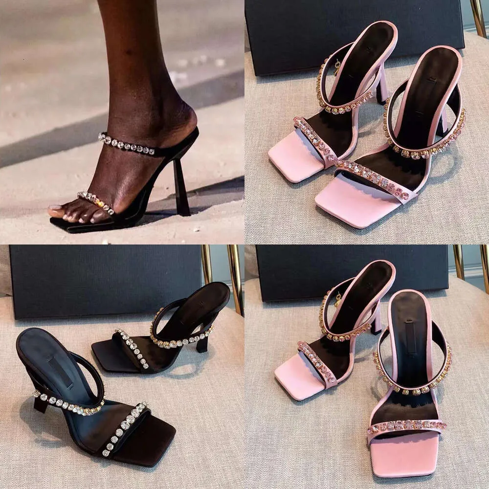 Dekoration Rhinestone tofflor Slides Sandaler Pumpar Stiletto Evening Women's Party Evening Shoes Designer High Heels Factory Factwear With Box Original kvalitet