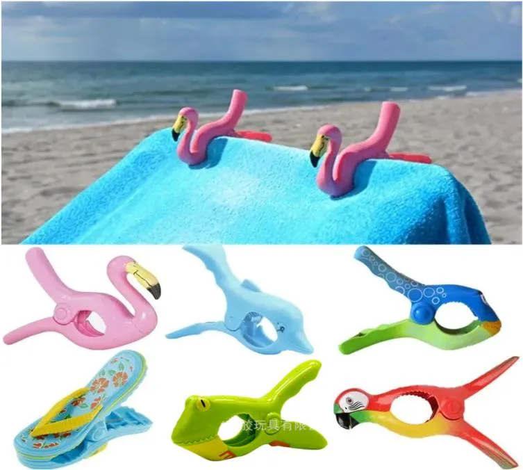 Stora klädspinnar Hook Animal Parrot Dolphin Flamingo Shaped Beach Thandduksklämma för att förhindra vindplastklädnyp. Söt torkning Cli7702564