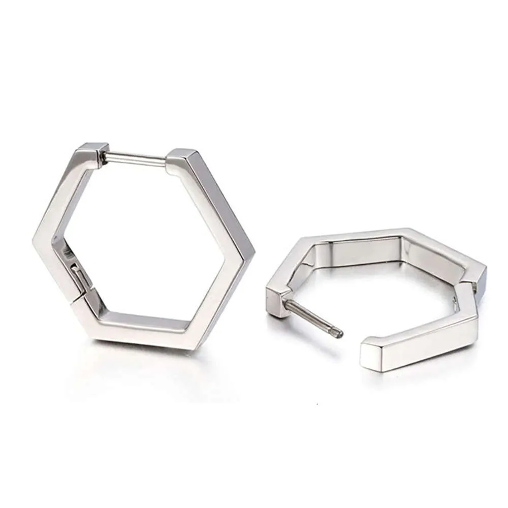 Stallone orecchini con anello di titanio minimalista in acciaio huggie rotondi orecchini esagonali squisiti orecchini ad anello a colori solidi