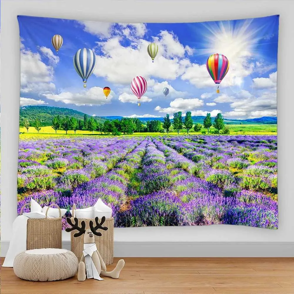 Audio 3D stampato viola Lavender Purple Flower Takerstry Rural Scenery Wall Ampiccio Arte ASTHETIC DECIVI