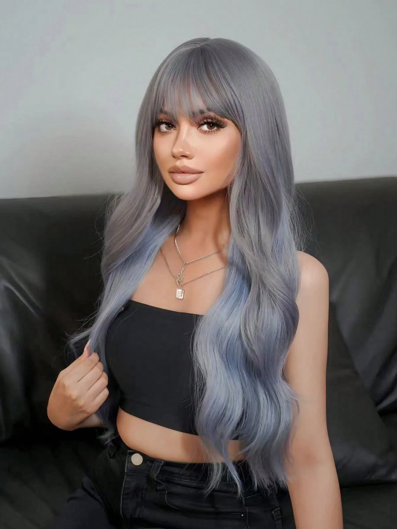 Femelle Fake Hair Influenceur de tous les jours Casual Wave Hair Fashion Halloween Color-Changement Wig