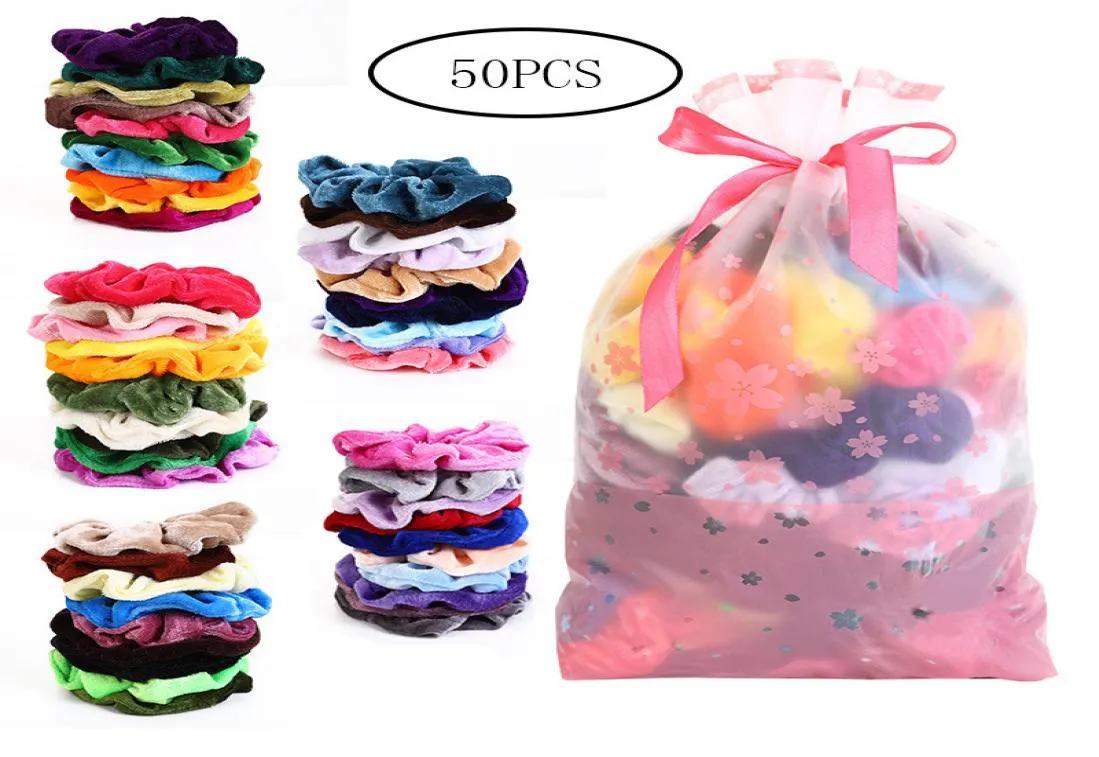 DHL Women Velvet Elastic Hairbands 20pcsset 46pcsset Ponytail Holder Scrunchies Rubber Band Lady Girls Kids Hair Accessorie7727226