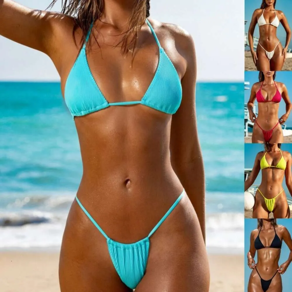 Nuova striscia di fossa Solido Coloro sospeso Spalato Spalato Sexy Bikini Swimsuit a due pezzi