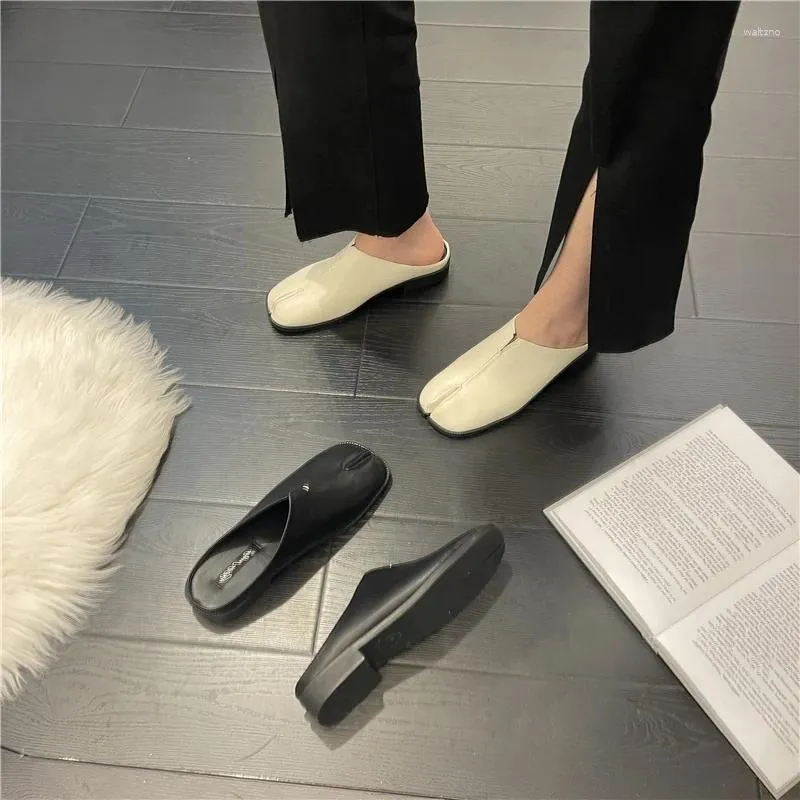 Casual schoenen mode tabi ninja flats lederen split teen platte vrouw gezellige loafers vrouwelijke lage hakken dames muller