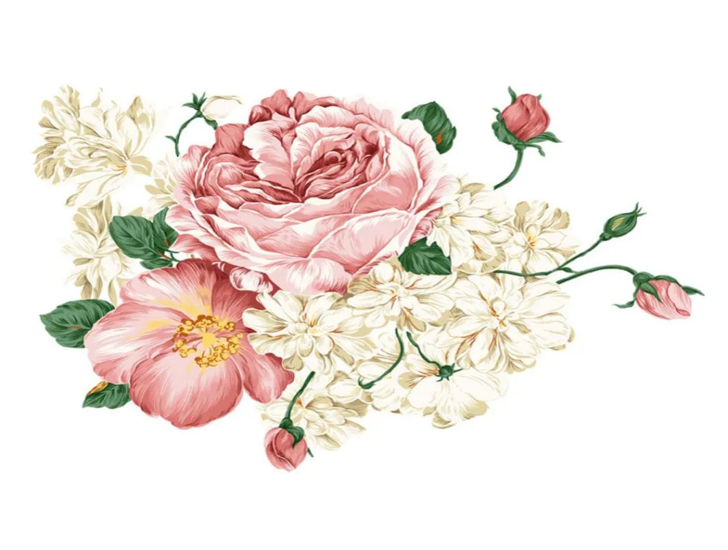 Luxury Peony Flowers Adesivi da parete Arte Discorri per la casa PVC Decali per pareti in vinile rimovibile per bambini Decorazioni soggiorno 2104209263033