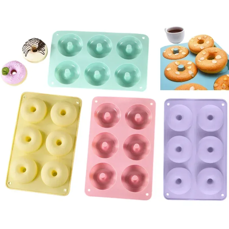 Moulds Heat Resistant Silicone Donut Mold for 6 Doughnuts Food Grade Silicone Bagels Pan for Baking Non Stick Mini Cupcake Mould