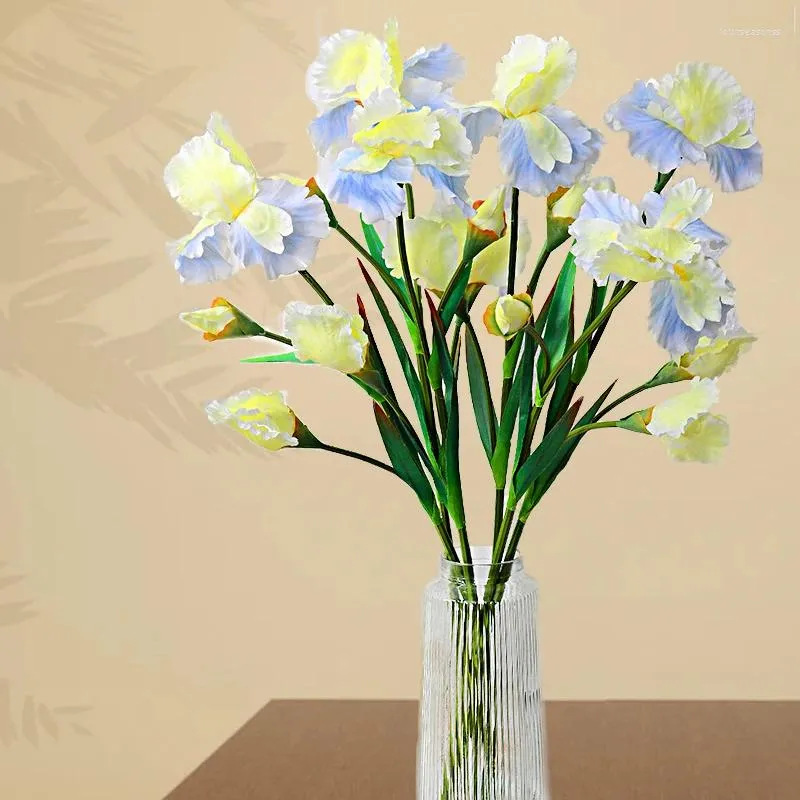 Flores decorativas 1 PC Artificial Iris Flowet Bouquet Silk Orchid Spring Decoración de la boda de la boda Suministros de fiesta falsas