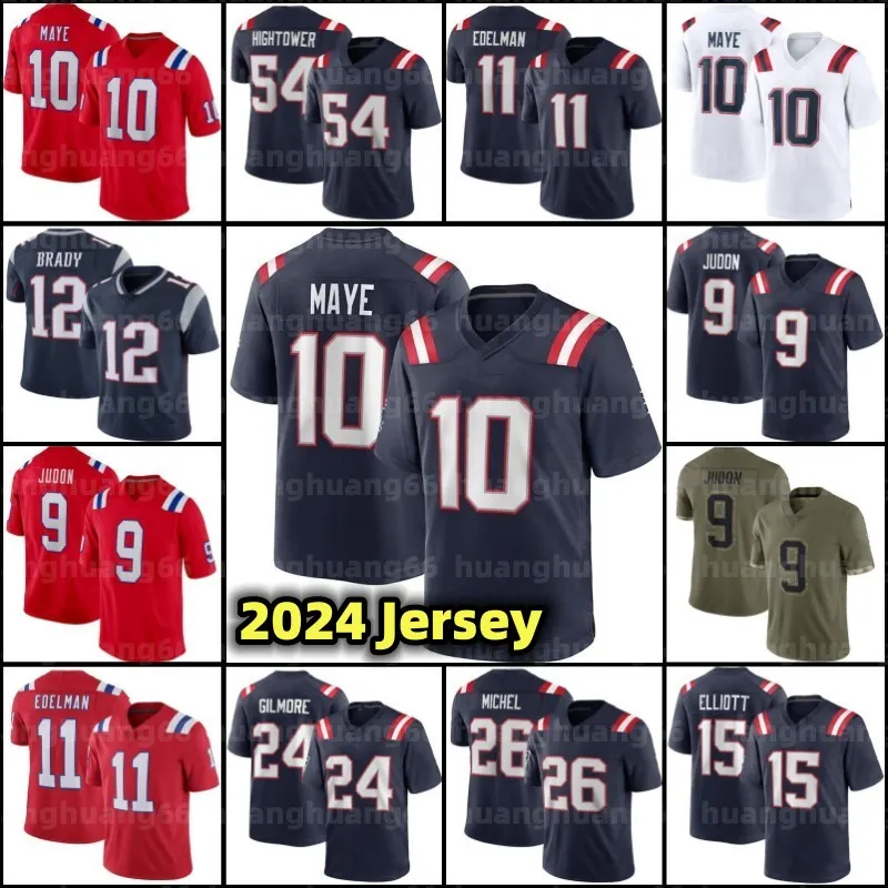 10 Drake Maye Matthew Judon Ezekiel Elliott Custom Football Jersey Gonzalez Tom Brady Juju Smith-Schuster Kendrick Bourne Rhamondre Stevenson Mike Gesicki