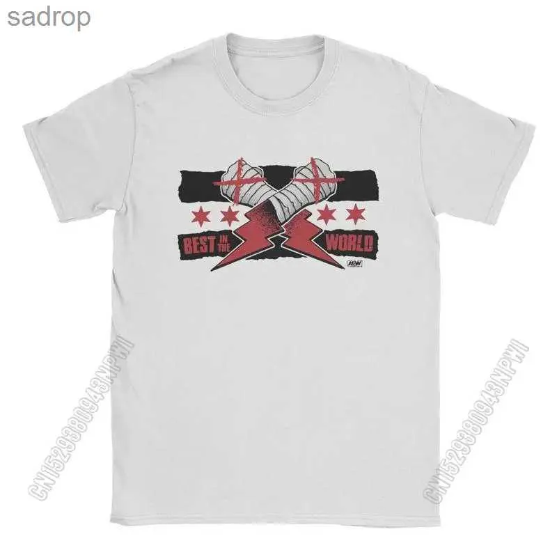 Herr t-shirts herrar cm punk aew worlds bästa t-shirt bomullskläder retro mode crewneck t-shirt present t-shirtxwww
