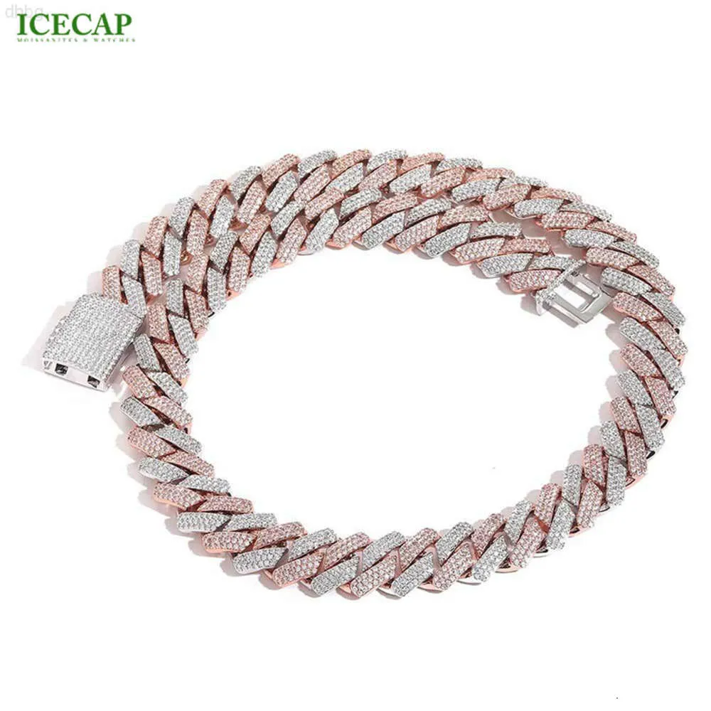 ICECAP Fashion Jewelry Hip Hop Ice Out VVS Diamond Two-Tone Diamond Cuban Chain Personlighet Mens Moissanite Chain Necklace