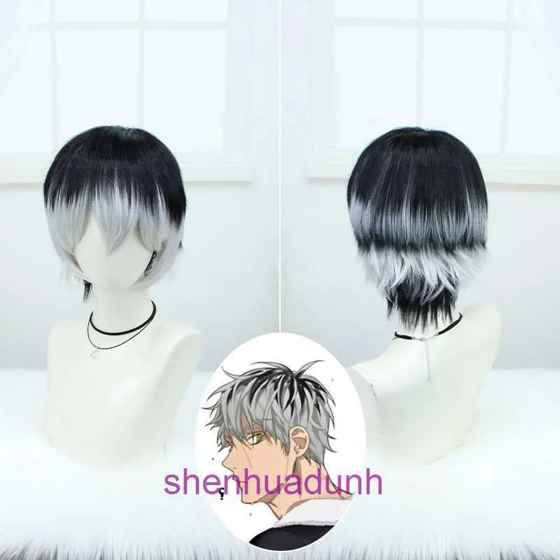 Волейбол мальчик Kotaro Kikutu Cos Wig Black Gradient короткие волосы мужская прическа для мыса