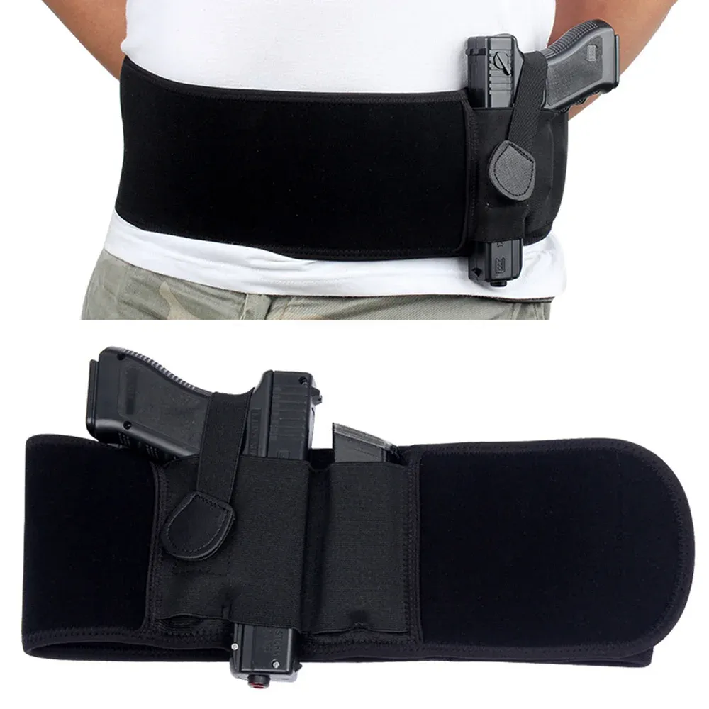 Coldres banda de barriga tática escondida Carry Gun Holster RightHand Pistol Universal Invisível Elastic Pistol Pistola Cinta