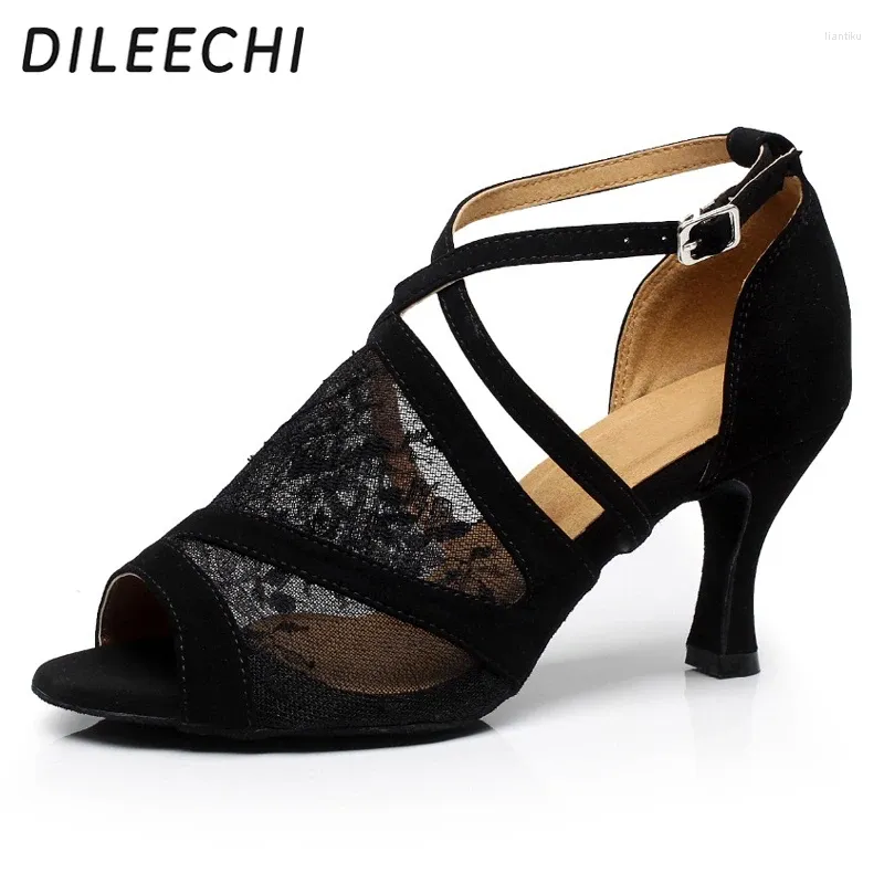 Tanzschuhe Dileechi die schwarze Knospen Frauen lateinisch tanzt erwachsener weiblicher Ballsaal Fischmund Sandalen Sandalen