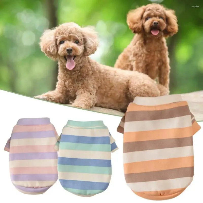 Dog Apparel Pet Clothes Multicolor Stripes Polyester Warm Shirt Pullover Coat Two-legged Sweater Adorable Vest For Home